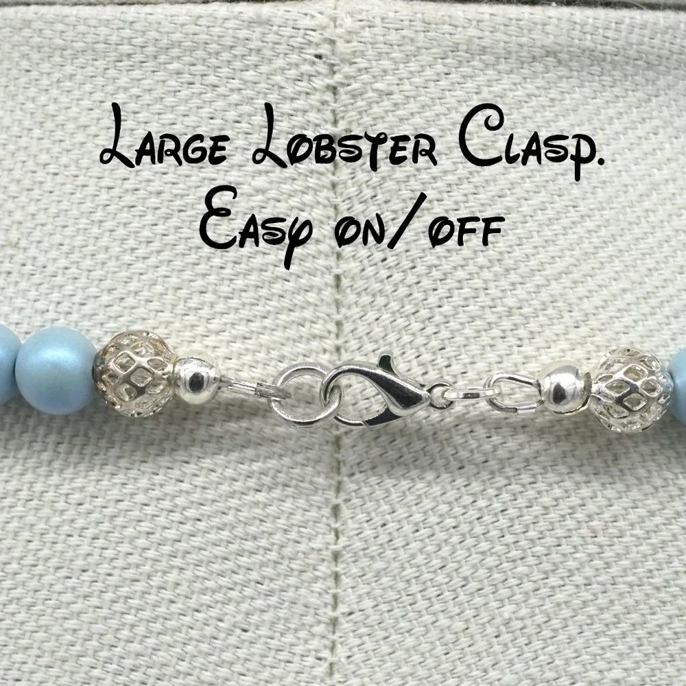 Cinderella theme necklace with blue stone and silver accents. - Picture 4 of 4